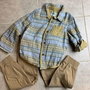 OshKosh Button Down Plaid Little Boy Top 4T